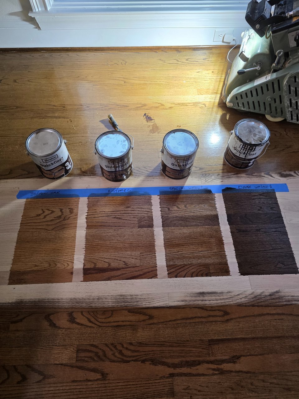 On-site stain choices on a prepared wood floor